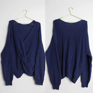 NWT GAP Dark Blue Twist Knot Batwing Knit Sweater - XXL